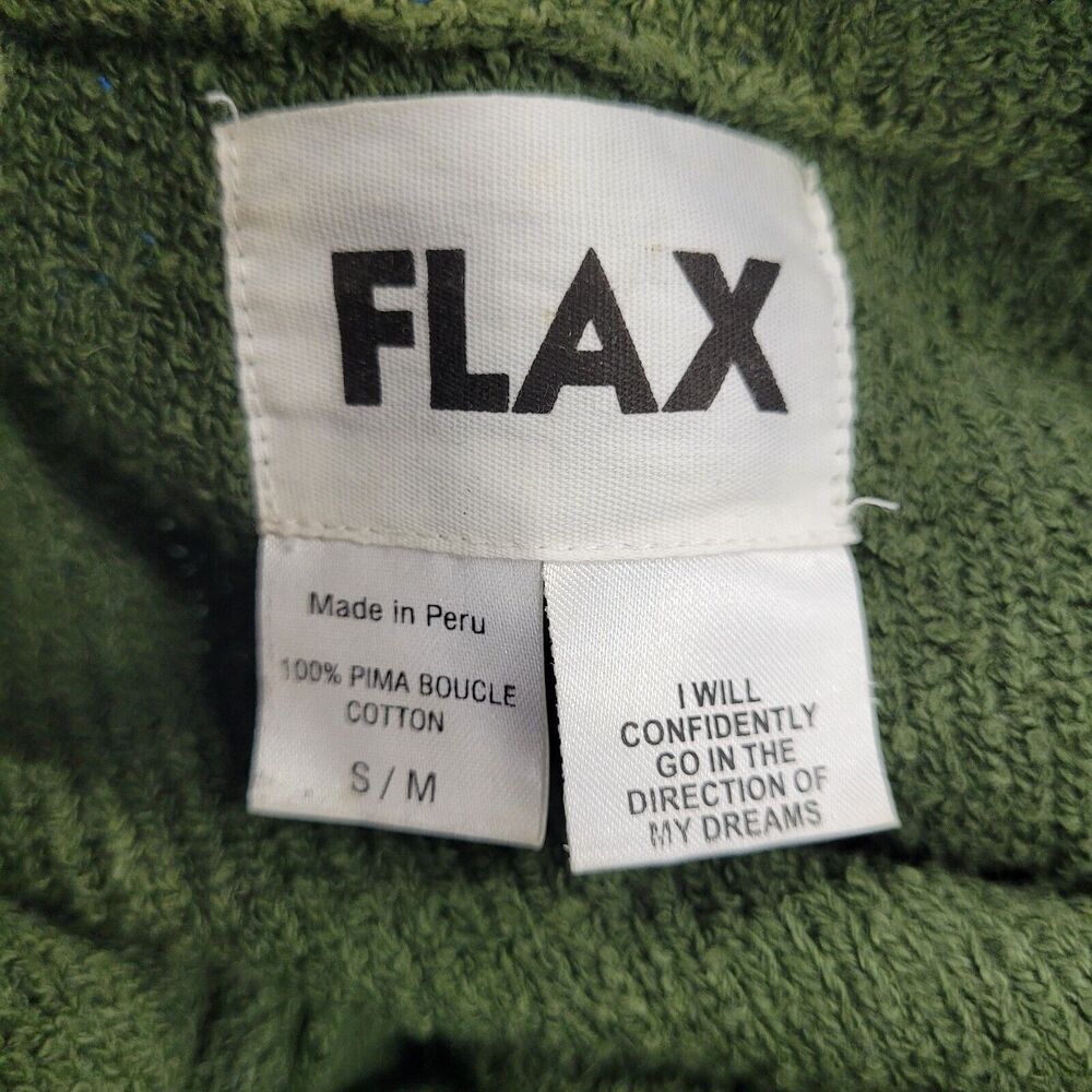 Flax Sweater Womens Small Medium Green Pima Boucle Cotton Cardigan - Picture 6 of 8